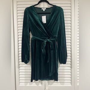 NWT Nine West Long Sleeve Velour Pedal Dress